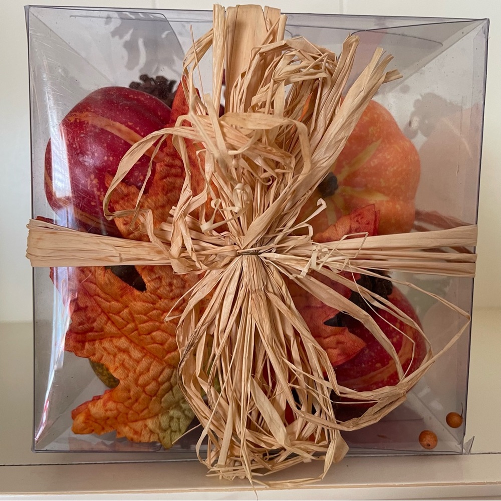 NWT Rite Aid Home Fall Harvest Vase Filler With Pumpkins, Leaves and Pine Cones